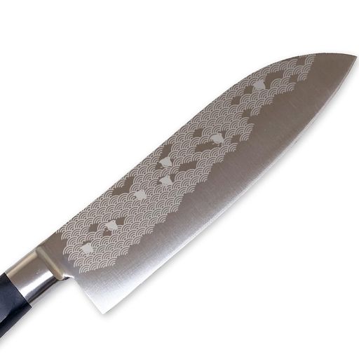 匠美風多目的包丁透かし彫り波千鳥三徳包丁170mm刃渡り170mmモリブデン鋼AUS-8日本製