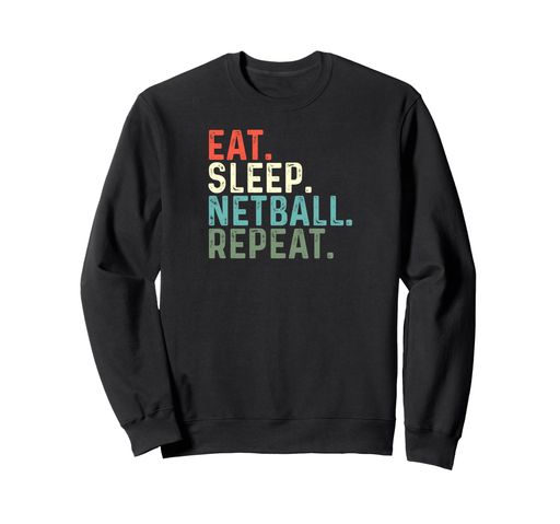 面白いネットボールプレーヤーEat Sleep Netballリピート トレーナー