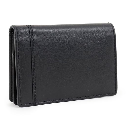 Name Card Cases - [ゼニー]名刺入れメンズ本革シンプル切り返しポイントステッチスムースベーシック(ブラック)