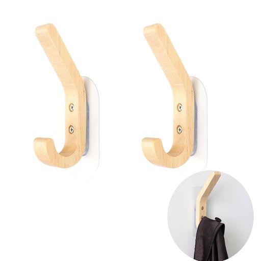 製品仕様:セット内容木製フック2個、製品サイズ15.5x5.6cm。北欧デザインスタイルの木製フック、美しい流線型のウッド仕上げは、モダンでナチュラルな印象で、インテリアを引き立てます。 穴なし設置:壁掛けフック穴を開けないは、接着システム...