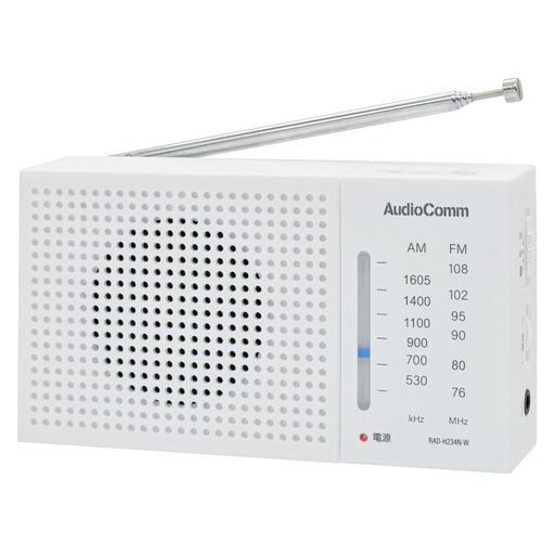 Other - オーム(OHM)オーム電機AudioCommラジオ小型AM/FMハンディラジオホワイトRAD-H234N-W03-7053