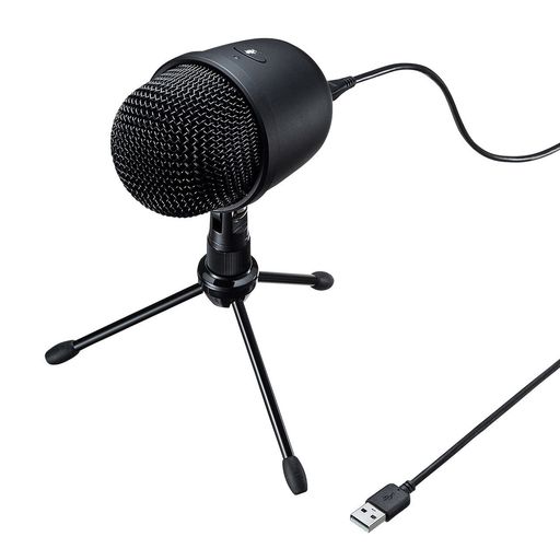 サンワサプライレコーディングUSBマイクスタンド付き単一指向性Skype対応ゲーム実況/動画投稿MM-MCU04BK
