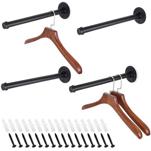 Sumnaconパイプ型ウォールハンガー壁掛けラック衣類ハンガーラック服掛けラックタオル掛け壁ネジ焼付け塗装錆びにくいアンティーク調寝室浴室玄関ベランダ物干しブ...