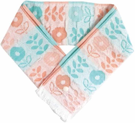 成願ECOde冷感マフラー日本製保冷剤付きボタン付きマフラータオル夏ひんやり8x65cm北欧フラワーピンクP..