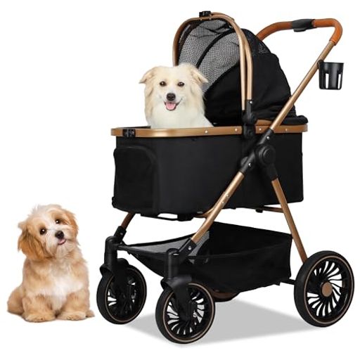 Cart - Totoroballペットカート犬4輪犬用かーと小型犬中型犬バギー多頭ペットキャリーカートワンタッチ折り畳み分離型ペットバギーコンパクト広い空間緩衝設計通気窓後輪ブレーキ付飛び出し防…