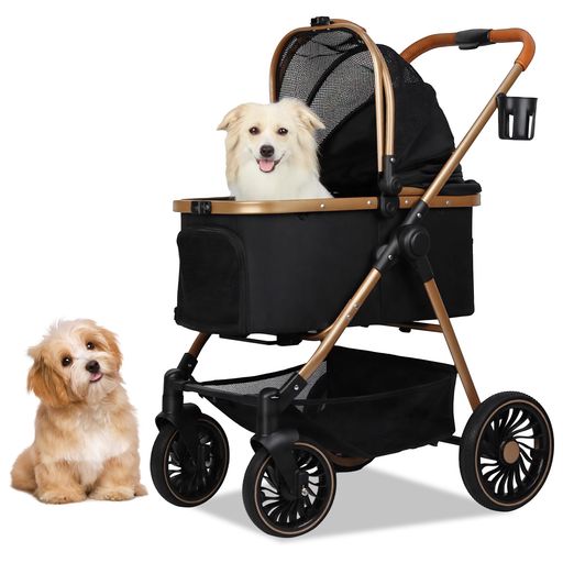 Cart - Totoroballペットカート犬4輪犬用かーと小型犬中型犬バギー多頭ペットキャリーカートワンタッチ折り畳み分離型ペットバギーコンパクト広い空間緩衝設計通気窓後輪ブレーキ付飛び出し防…
