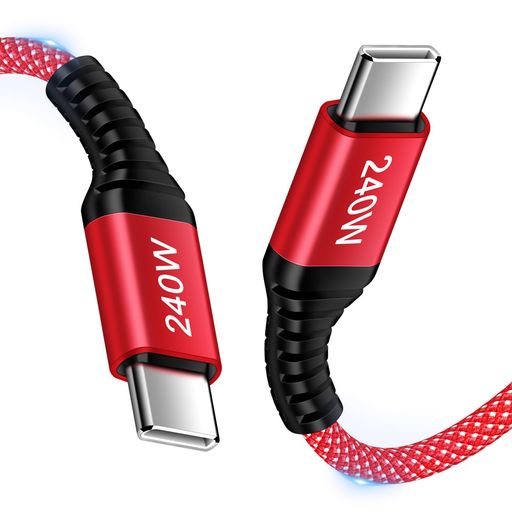 USBCtoUSBCケーブル【240WPD3.1超急速充電1.8m】タイプCUSBPPS2.0対応E-Markerチップ搭載高耐久ナイロン編み480Mbpsデータ転送USBCtoCケーブルiPhone