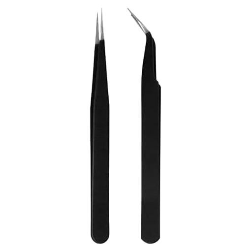 【製品仕様】精密ピンセット2個を含むセット、サイズ:12*1cm。2色選択可:ブラック/ピンク 【高品質素材】ピンセットは高品質のステンレスで作られており、耐食性があり、防水・防錆機能があり、堅牢で長持ちします。 【長時間使用でも疲れにくい】まつ毛 ピンセットは人間工学に基づいて設計されており、尾部は2mmまで薄くなっており、つけまつげを貼る際に非常に便利で素早く行えます。握り心地が良く、手が疲れにくいです。 【水洗い可能】ピンセットは水洗い可能で、耐食性があり、使用後すぐに水洗いしても錆びません。 【幅広い用途】ピンセットはまつ毛エクステ/ネイルアート/二重形成シール/手帳ツール/模型製作/手芸/角栓取りなど、様々な精密な操作に使用できます。日常生活において必需品です。