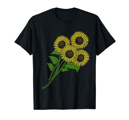 ひまわりの花束春のフローラルガーデン黄色の花Tシャツ