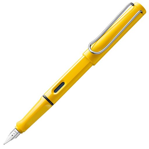 LAMY - LAMY(ラミー)safariイエロー万年筆黄色-人間工学に基づいたグリップと磨き上げられたスチール製のペン先サイズM-筆記やカリグラフィーに最適-LAMYT10ブルーインクカートリッジ付き-右利き用