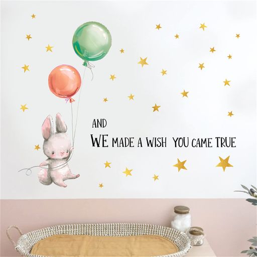 WOHAHAウォールステッカーおしゃれうさぎバルーン星えいじイースターウォールシール壁紙シールはがせるおしゃれ防水ウォールすてっかー剥がせる壁に貼るステッカー子供こども部屋toyhou…