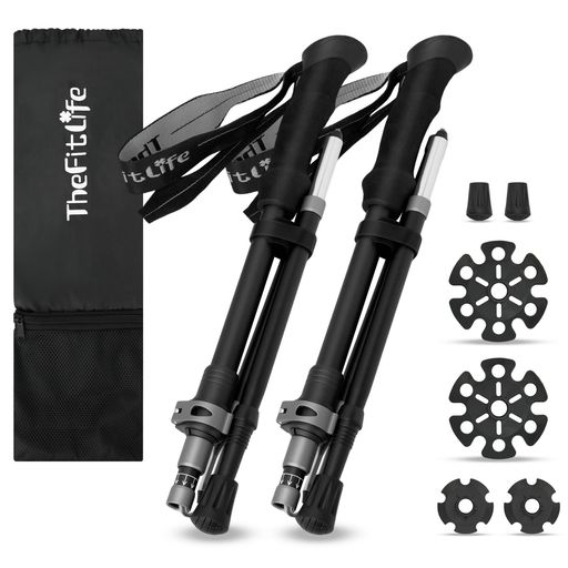 THEFITLIFE トレッキングポール 折畳み 登山 ストック 軽量 100-120CM伸縮 ウォーキングポール ウォーキングステッキ 2本セット 登山杖 登山ポール 山登り ステッキ ハイキングポール 男性 女性 高齢者 (灰色)