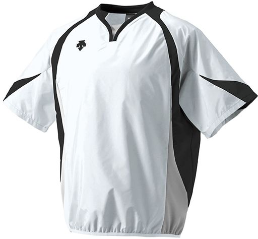 [デサント]野球プラクティスウェア半袖ウインドジャックPJ-321Bメンズホワイトxブラックxシルバー