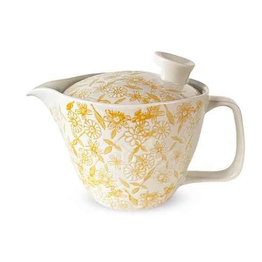 J-kitchens急須茶こし付き240ml1人用~2人用波佐見焼日本製撥水更紗紋ポットSイエロー