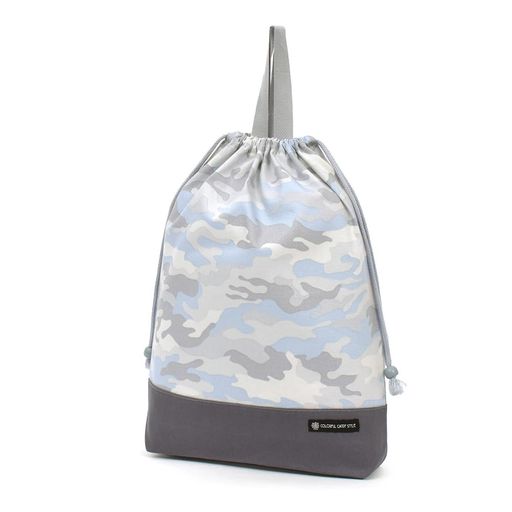 COLORFULCANDYSTYLE巾着大体操服袋男の子体操服入れ小学生大きめお着替え袋カモフラ・アイスグレーN338..