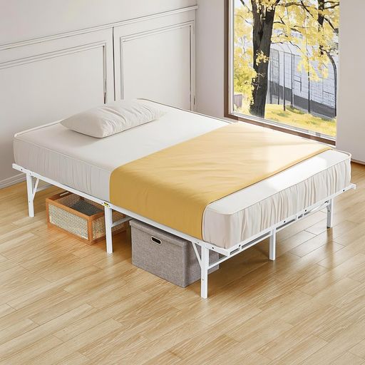 VECELOベッドフレームセミダブル単品幅120cmスチールベッド耐荷重400kg頑丈静音パイプベッド通気性収納頑丈bed床架滑り止め付き鉄製スチール組立簡単工具付きホワイト