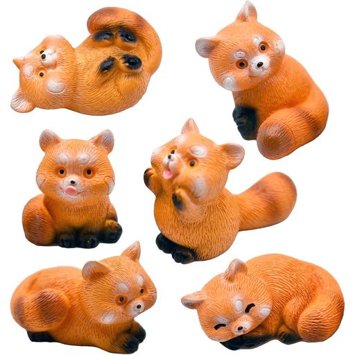 6個アライグマパンダクマミニフィギュアミニアライグマ動物レッサーパンダの置物小さなパンダクラフト..