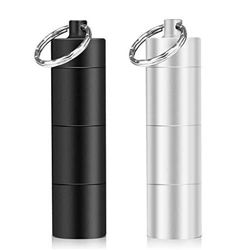 Opretピルケース携帯型サプリケース防水ニトロ薬入れ一日三回飲み忘れアルミ合金キーホルダーゴムパッ..