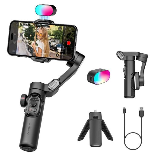 AOCHUANスマホ用3軸ジンバルスタビライザースマートフォン用RGBフィルライト付きプロフェッショナルハンドヘルドジンバルスタビライザーPhone15141312ProMaxAndroidGalaxyS24YouTube AOCHUANスマホ用3軸ジンバルスタビライザースマートフォン用RGBフィルライト付きプロフェッショナルハンドヘルドジンバルスタビライザーPhone15141312ProMaxAndroidGalaxyS24YouTube