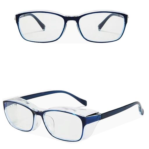 [FOROMONE]【軽量デザイン】花粉防止メガネブルーライトカット花粉症メガネ曇り止めゴーグル眼鏡めがね飛沫防塵グッズおしゃれ黄砂メンズレディース度なし(ブルー)