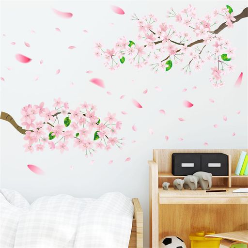ピンク桃の花ステッカー桜の花シール木の枝ウォールステッカー飾りおしゃれ壁紙剥がせるwallstickerDIYデコ子供部屋リビングルーム寝室ウォールアート女の子部屋用ウォールペーパー賃貸…