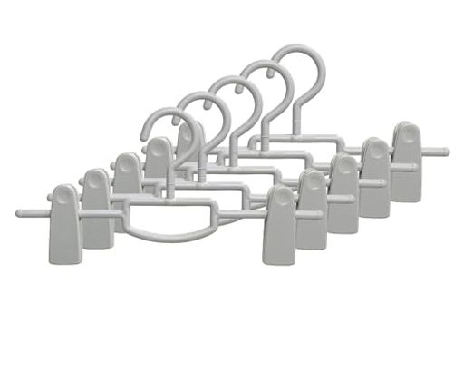 シンコハンガー(Shinkohanger)スカートハンガー幅34cm衣類ハンガー大きいクリップ付回転フックおしゃれスカートスラックスボトムスズボン日本製グレー5本セット