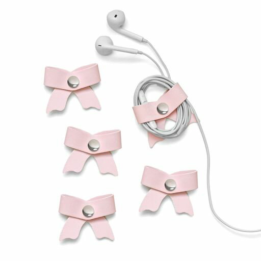 SenseAGEケーブルクリップ[5本セット]PUレザー可愛いリボン文房具イヤホンクリップコード巻取り整理収..
