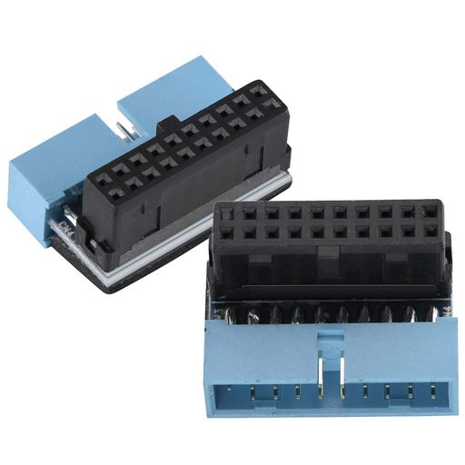 オーディオファン20ピンUSBコネクタマザーボード用L字アダプタUSB3.0(USB3.2Gen.15Gbps対応)フロントパネル90度Bタイプ2ケセット