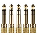 FOSPOWER(5個セット)6.35MM(1/4”)オス右向き二重線矢印3.5MM(1/8”)メス(3極TRSAUX/24K金メッキプラグ)アンプヘッドホン変...
