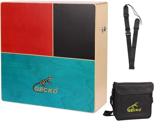 GECKOカホン カジョンドラム ポータブルカホン-両面デザイン 片面トリプルボンゴトーン 片面ギター弦カホンサウンド 手またはブラシプレイ バーチとウォルナット製 オックスフォー…