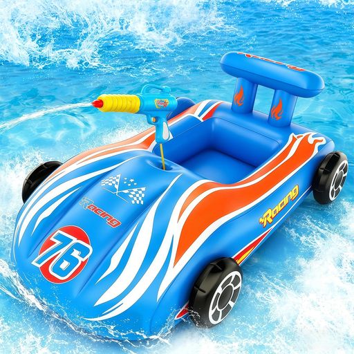 【子供が大喜び!】子供向けプールフロートは、ユニークで注目を集める車の形状を採用。特殊なフレンドリーインク印刷技術により、鮮やかな色が長期間持続します。カラフルで可愛い車のデザインは子供たちに大人気!このユニークな乗り物型プールトイは周囲の視線を集め、お子様は夏の楽しさを思う存分満喫できます。 【子供に最適なサイズ&amp;座席設計】カラフルなプール浮き具は子供のために特別設計され、足を通す穴付き設計により、反転しにくい構造になっております、お子様が滑り落ちる心配がありません。足を使って簡単に操作できるので、子供たちは安心して遊び、夏の間中エンドレスに楽しめます。このウォーターインフレータブルプールフロートのサイズは110x75x40 cm、男の子・女の子どちらにも最適です。 "【厚みのある素材&amp;簡単空気入れ】 当社の膨らませる子供プール浮き輪は高品質のPVC素材で作られており、厚みがあるため潰れや破れに強く、非常に耐久性があります。また、独立した二重ロック式の空気注入口が付いており、空気漏れを防ぎ、安全性を確保しています。膨らませたり空気を抜いたりするのも簡単で、折りたたんで持ち運びや収納も便利です。