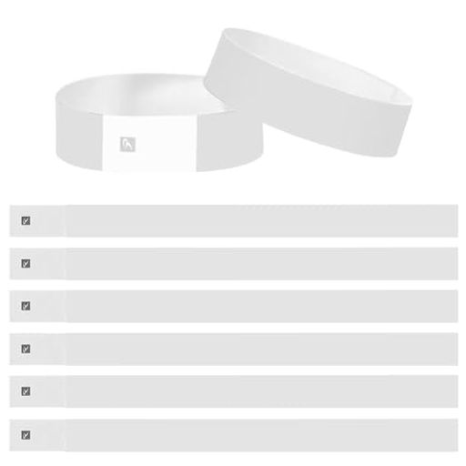 【合成紙リストバンド商品サイズ・仕様について】約1.9CMX25CM豊富なカラー:オレンジ、パープル、ピンク、ブラック、ブルー、ホワイト、緑、赤、黄、グレー枚数選択可:100枚・200枚・500枚・1000枚 【耐久性抜群の高品質】破れにくく耐水性にも優れた丈夫な合成紙素材を採用しているため、雨風に強くて印刷がはげないうえに、濡れても破れにくい丈夫なリストバンドです。スポーツイベントの雨天時や海や川、プールなどでも使用可能です。雨や汗に濡れても切れたりしません。 【目立つ色】視認性、デザイン性ともにバランスの良い力強いリストバンドです。さまざまなイベントで使いやすく、手首に装着すると意外に目立つ。 【装着方法もシンプルでカンタン】リストバンドの端に粘着テープが付いていますので、ワンタッチで装着可能です。見た目は紙のようですが引っ張っても簡単には外れない抜群の強度と耐久性能を保持しています。一度外すと再装着不可能ですので不正入場などの防止にも役立ちます。 【使い捨てリストバンドのご利用シーン】再入場の際の管理にとても便利な商品です。