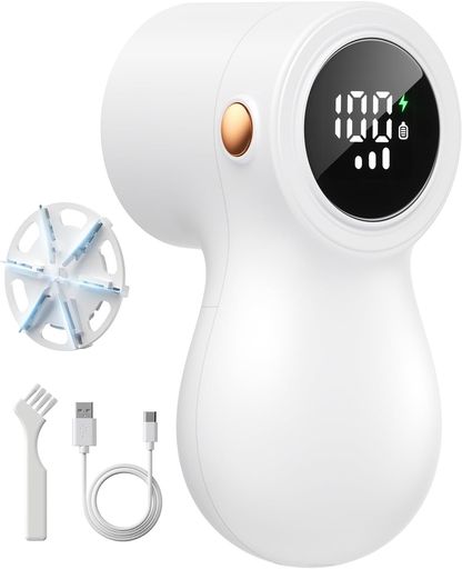 毛玉取りCPWORLDけだまとり電動強力6枚刃3段階調整LCDスクリーン毛玉取り器様々な生地に対応衣類/靴下/..