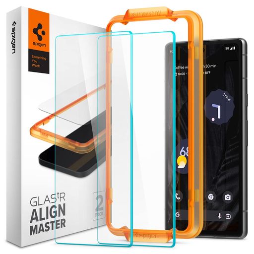 乐天商城 - Spigen Google Pixel 7a ガラスフィルム ガイド枠付き 9H強化ガラス ナノコーティング 2枚入 AlginMaster AGL05968