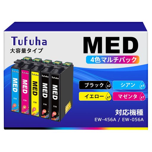 Rakuten - MED-4CLメダマヤキインクエプソン用インクカートリッジEpson対応目玉焼きMED5本セット(BK*2/C/M/Y)大容量タイプ対応機種:EW-456AEW-056Aプリンターインク456A056A