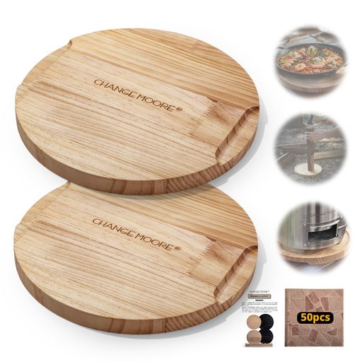 CHANGE MOORE 松木ストーブディスクパッド 【日本語説明書付き・5IN1多用途】デスクトップ保護 23CM/25CM ブラック/原木色 マット巾50枚...