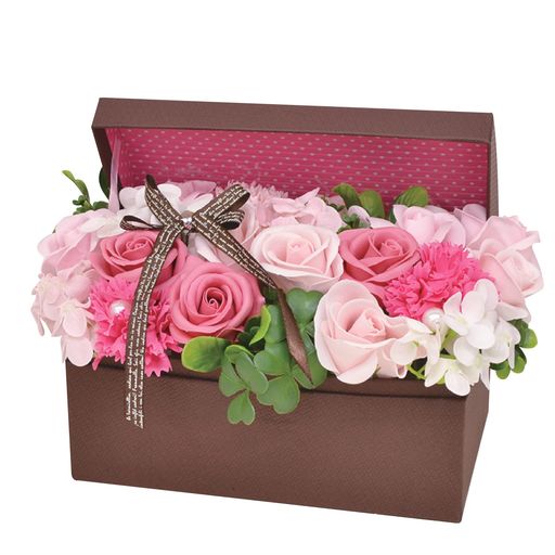 ポピー名古屋ソープフラワーシャボンフラワー造花ギフトプレゼントフラワーBOXボックスバラ約20cmSBL-115コーヒー