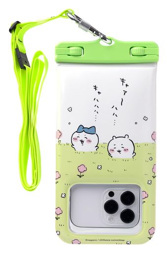 DIVAIDちいかわワイドサイズ防水ケースショルダーストラップ(花畑)【iPhoneAndroid各種スマートフォン対応水に浮くフローティング防水..