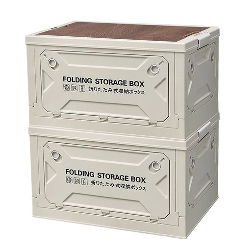 UNIHAUS収納ボックスキャンプコンテナ折りたたみ蓋付きキャスター付き全方向から取り出せる積み重ねこうぎょうふう強い耐荷重大容量50L幅50x奥行35x高さ29.5cm(ホワイト2個セット)(3.0)