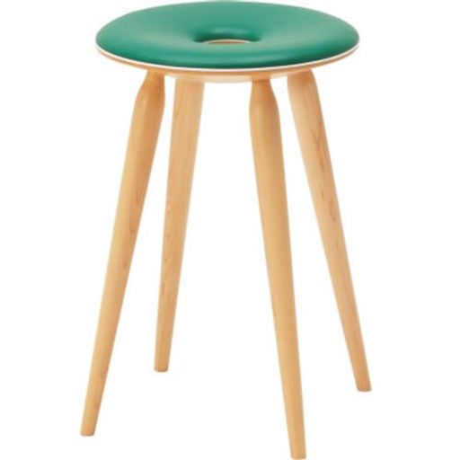 Stand Chairs - リングスツールS-3165MP-NTメープル(ナチュラル)張地V0145グリーン【天童木工】