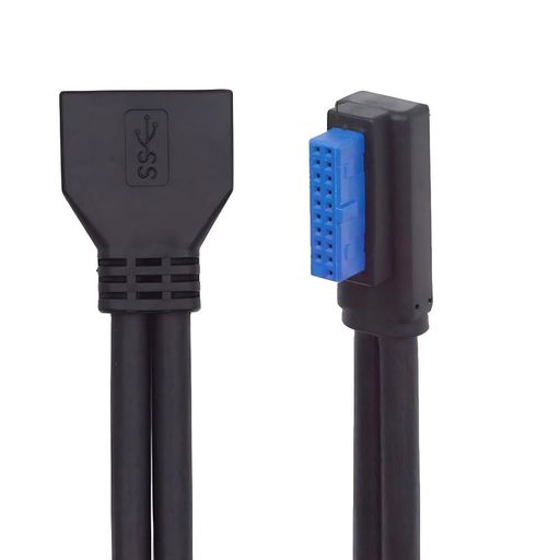 Xiwaiロープロファイル直角USB3.05Gbps20ピン19ピンオス-メス延長ケーブルマザーボード用24cm