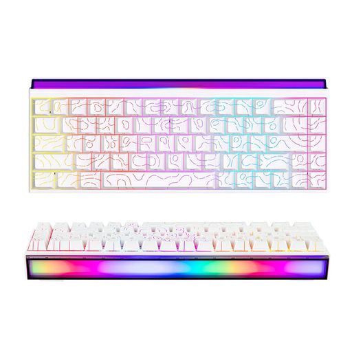 MechLandsAJAZZNK68有線ゲーミングキーボードライトボックス付き65%コンパクトメカニカルキーボードホットスワップ対応シャインスルーキーキャップNKROWindows/mac/Android対応(White