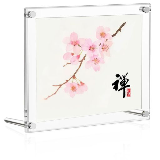 BlueValley色紙額縁アクリルフレーム272x242mm3層構造45度斜面カット両面透明写真立て壁掛け・卓上兼用..