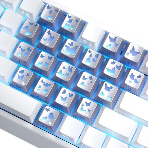 JYF.QUANYIキーキャップ21キーハート蝶ダブルショットPC光透過サイド彫刻CherryプロファイルMXメカニカルキーボード用パソコン用キーボード(サイド刻印キーキャップ)