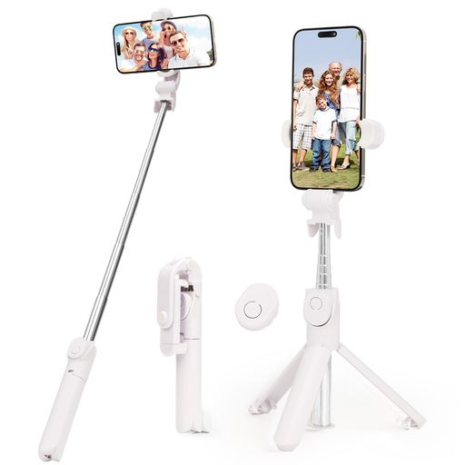 自撮り棒スマホ三脚一脚兼用bluetooth無線360°回転android&iPhone対応セルカ棒コンパクト軽量携帯便利リモコン付き旅行写真&動画を撮るセルフィー(ホワイト)