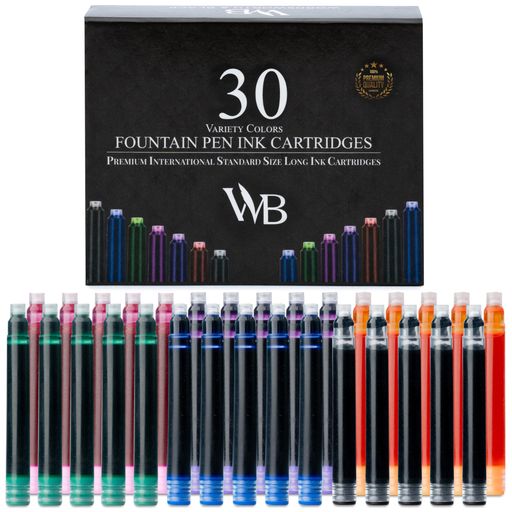 Wordsworth&Black30パック万年筆用インクリフィル-アソートインクカートリッジ30本セット-国際標準サイ..