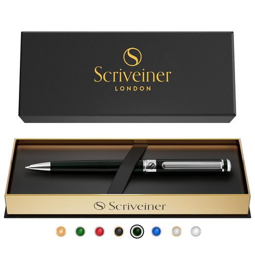 Scriveiner ブラックグリーン ボールペン - ブラックグリーンの高級ペン、クローム...