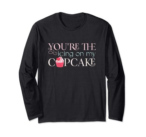 愛のための面白いロマンチックなバレンタインデーのカップケーキのデザイン長袖Tシャツ