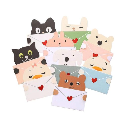 樂天商城 - YFFSFDC 動物 メッセージカード 9種セット アニマル 感謝カード ミニレター ミニカード 誕生日カード お礼 封筒付き 猫/犬/熊/うさぎ/ひよこ かわいい