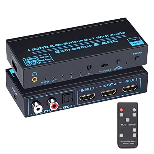 BLUPOW 4K60Hz・HDR対応 HDMI2.0切替器 3入力1出力 + 音声分離(光デジタル・R/L・3.5mm音声出力)セレクター オーディ…
